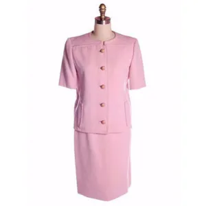 Vintage Pink Wool Suit Ben Zuckerman 1960's SZ 4