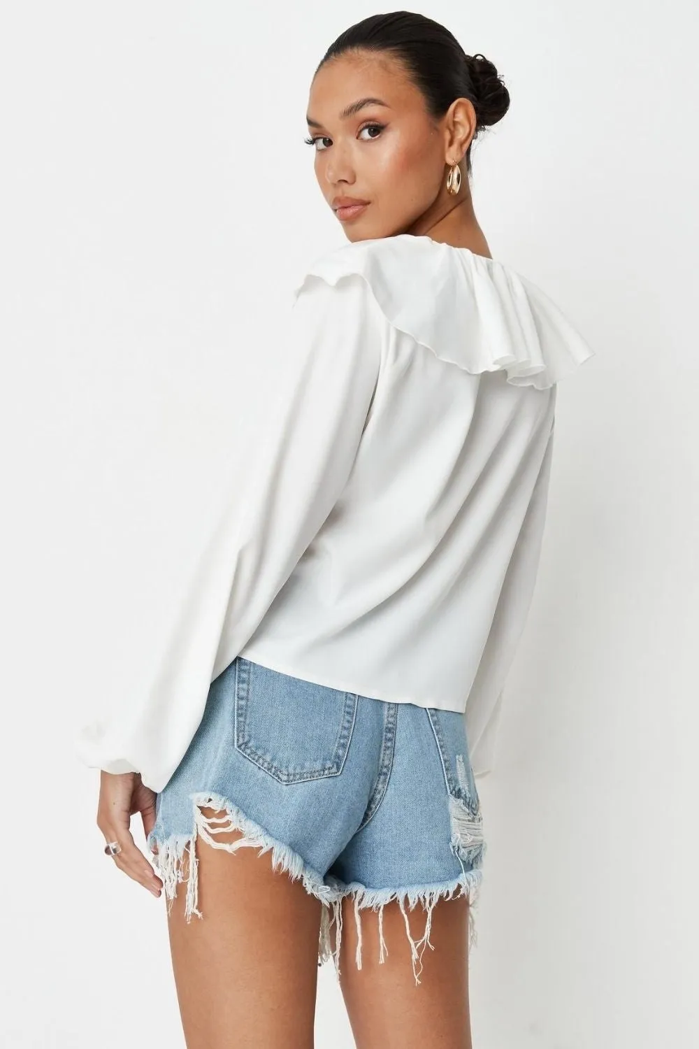 White Frill Detail Blouse
