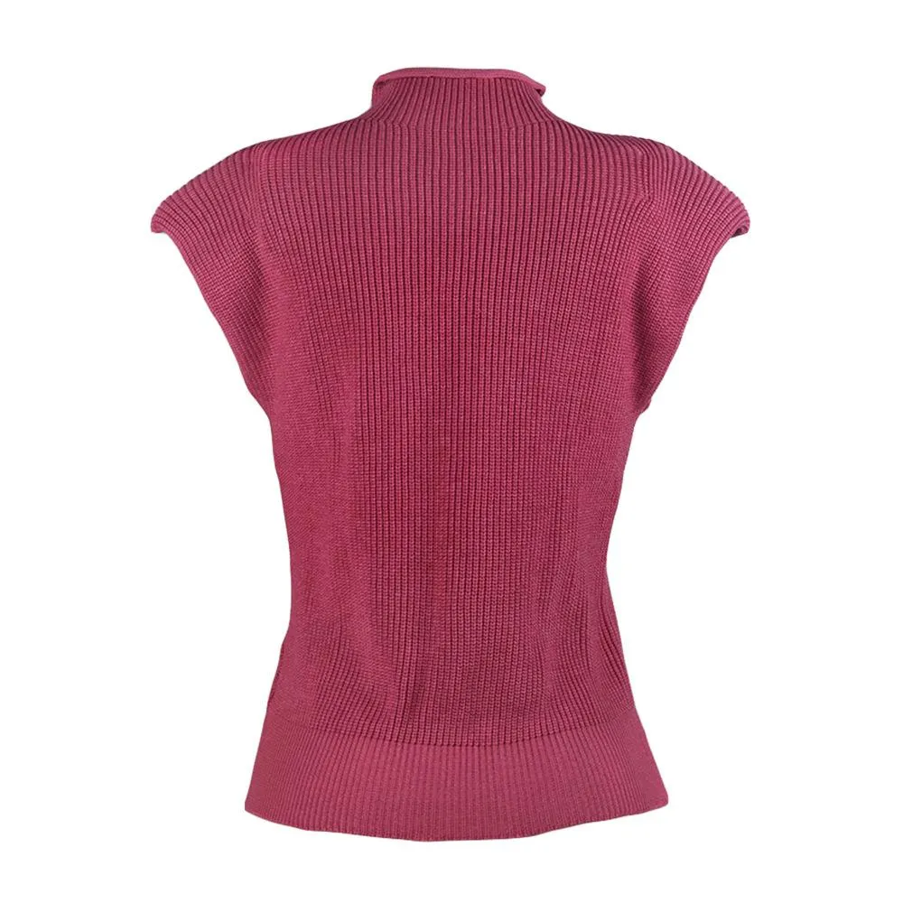 Women High Neck Sleeveless Knitting Top Sweaters