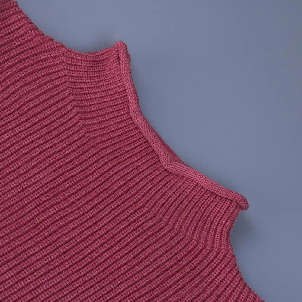 Women High Neck Sleeveless Knitting Top Sweaters