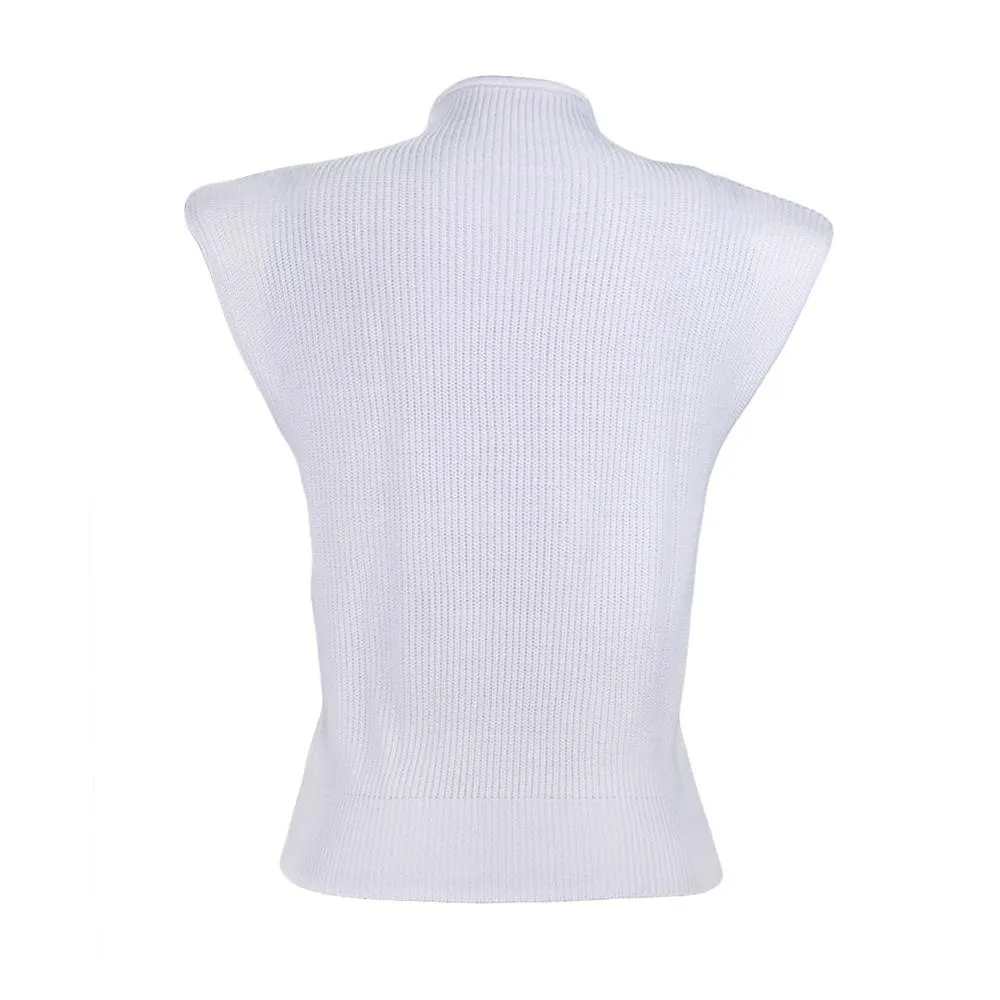 Women High Neck Sleeveless Knitting Top Sweaters