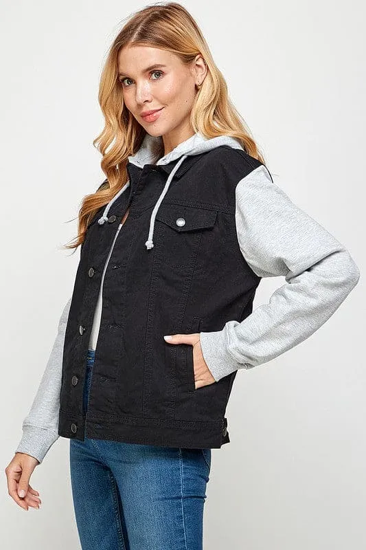 Women's Denim  Jacket with Fleece Hoodies