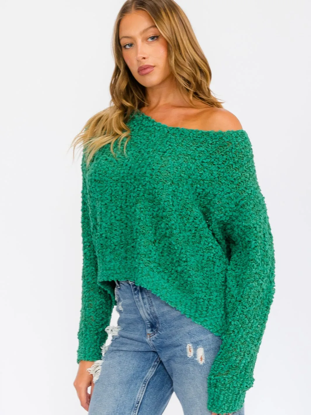 WOMEN'S LONG SLEEVE V-NECK KNIT PULLOVER SWEATER