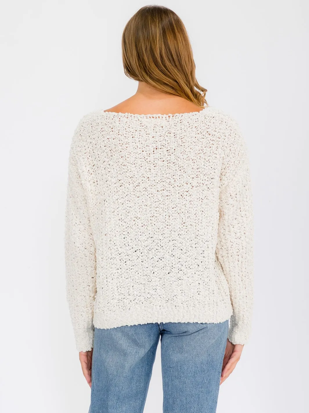 WOMEN'S LONG SLEEVE V-NECK KNIT PULLOVER SWEATER