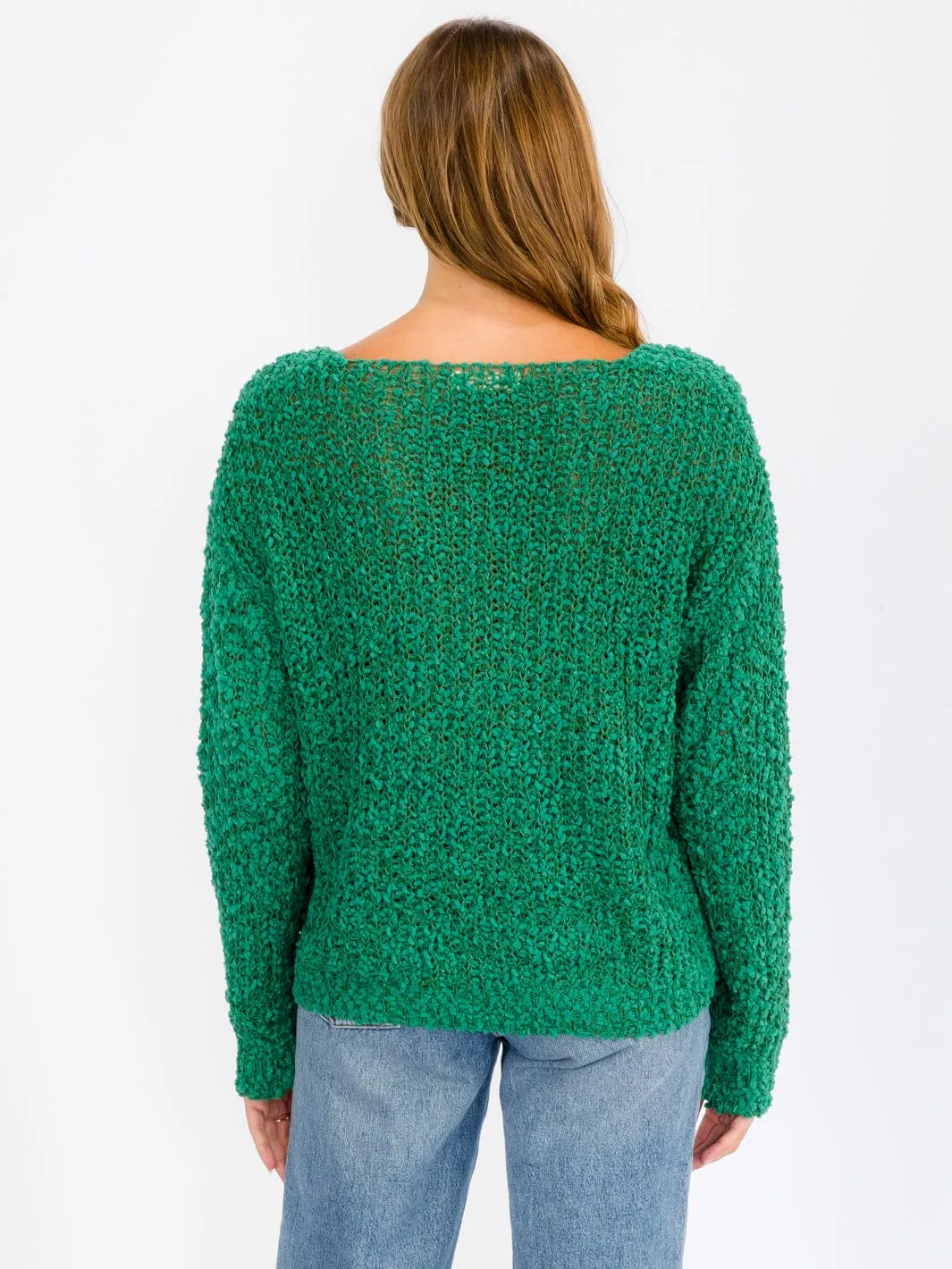 WOMEN'S LONG SLEEVE V-NECK KNIT PULLOVER SWEATER