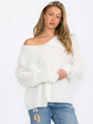 WOMEN'S LONG SLEEVE V-NECK SEQUINS PULLOVER SWEATER