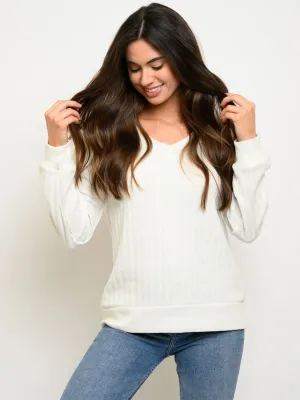 WOMEN'S LONG SLEEVE V-NECK SWEATER