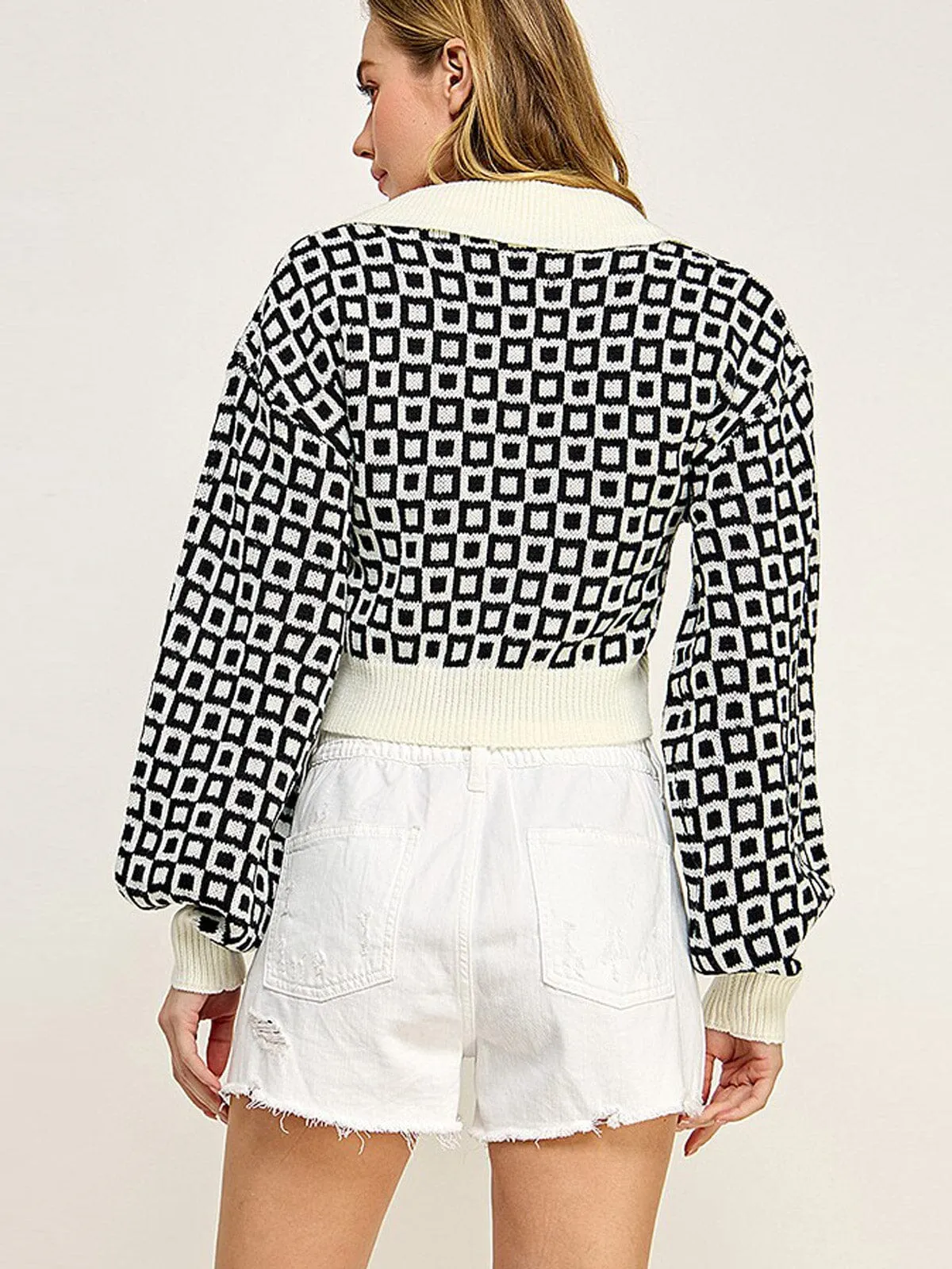 WOMEN'S LONG SLEEVES V-NECK PULLOVER PRINTED SWEATER