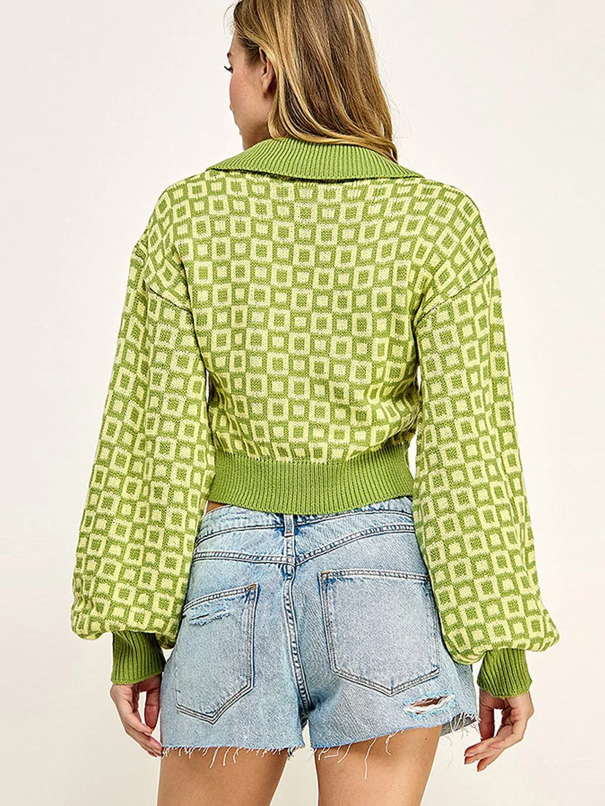 WOMEN'S LONG SLEEVES V-NECK PULLOVER PRINTED SWEATER
