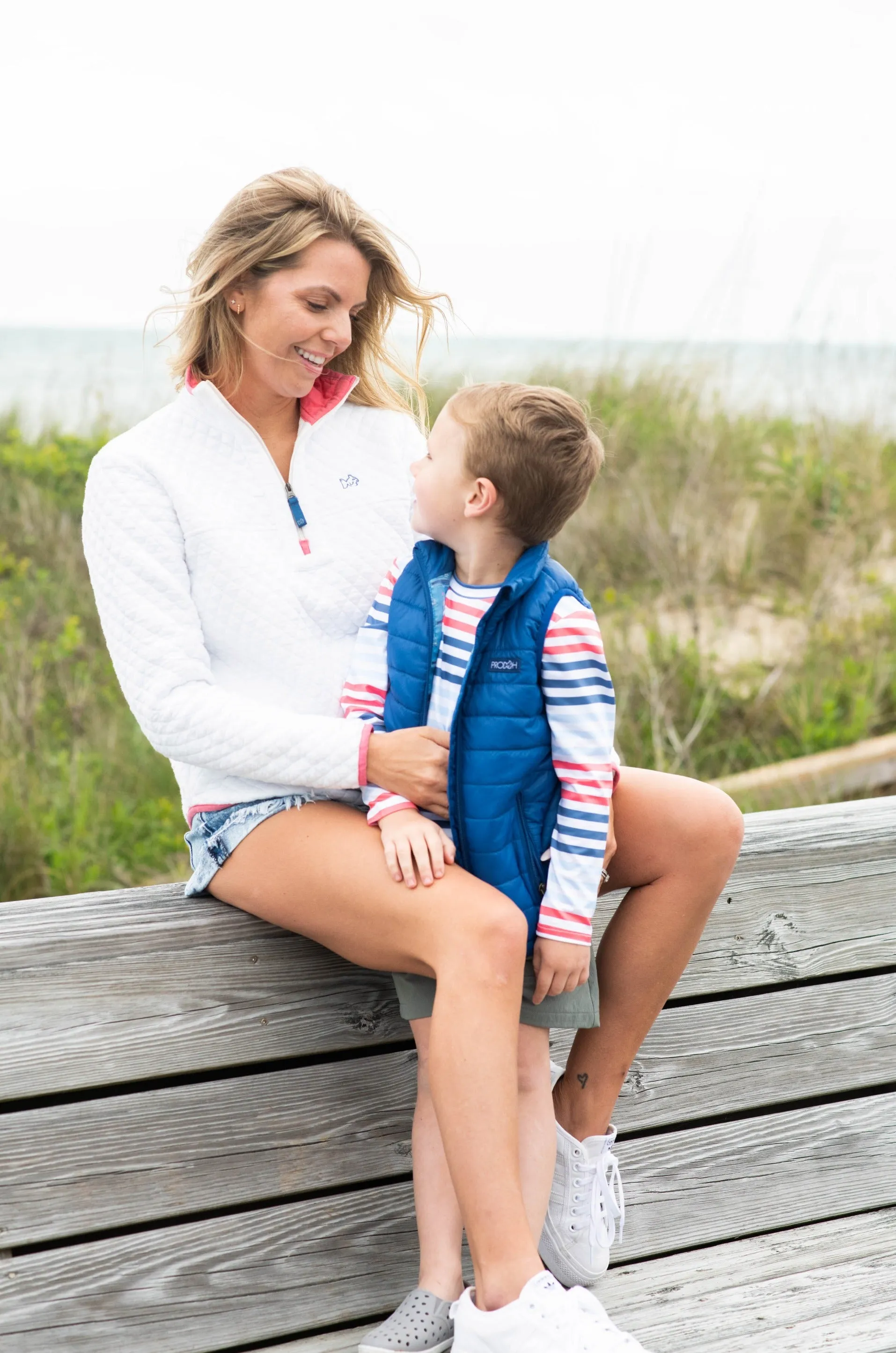 Womens Quilted Zip Pullover