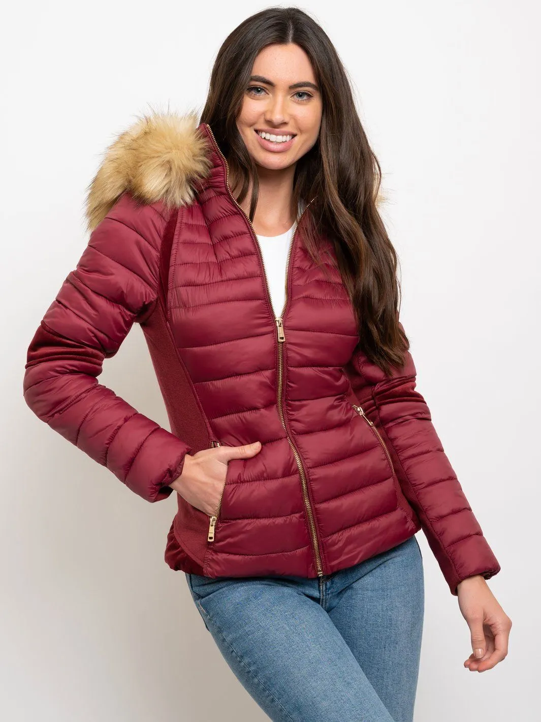 WOMEN'S SHORT HOODED QUILTED JACKET