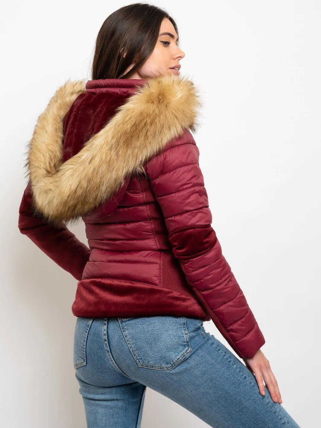 WOMEN'S SHORT HOODED QUILTED JACKET