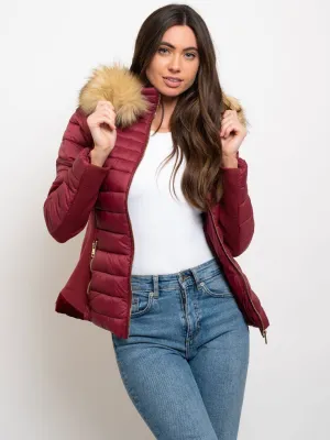 WOMEN'S SHORT HOODED QUILTED JACKET