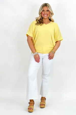 Yellow V-Neck Short Sleeve Top