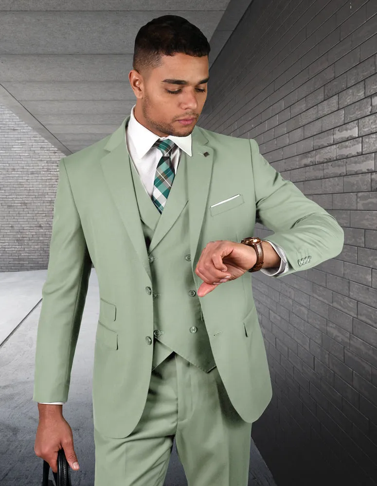 ZARGALA 3 PC APPLE GREEN MODERN FIT SUIT