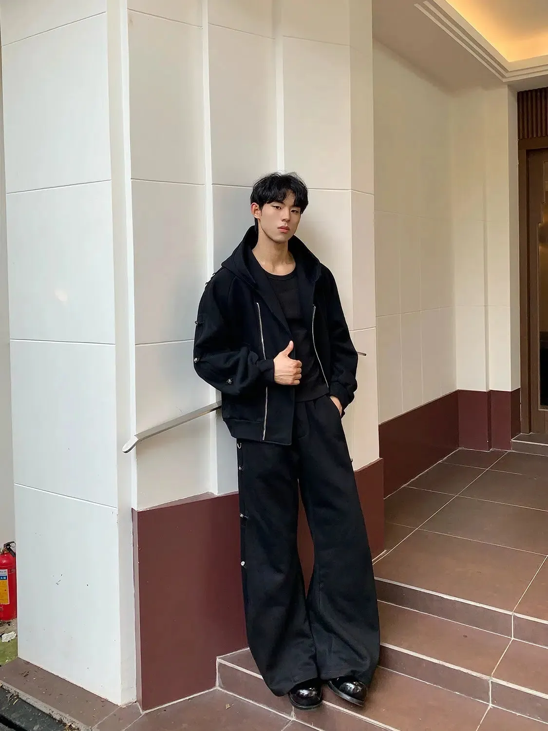 Zip Hooded Jacket Track Pants Set
