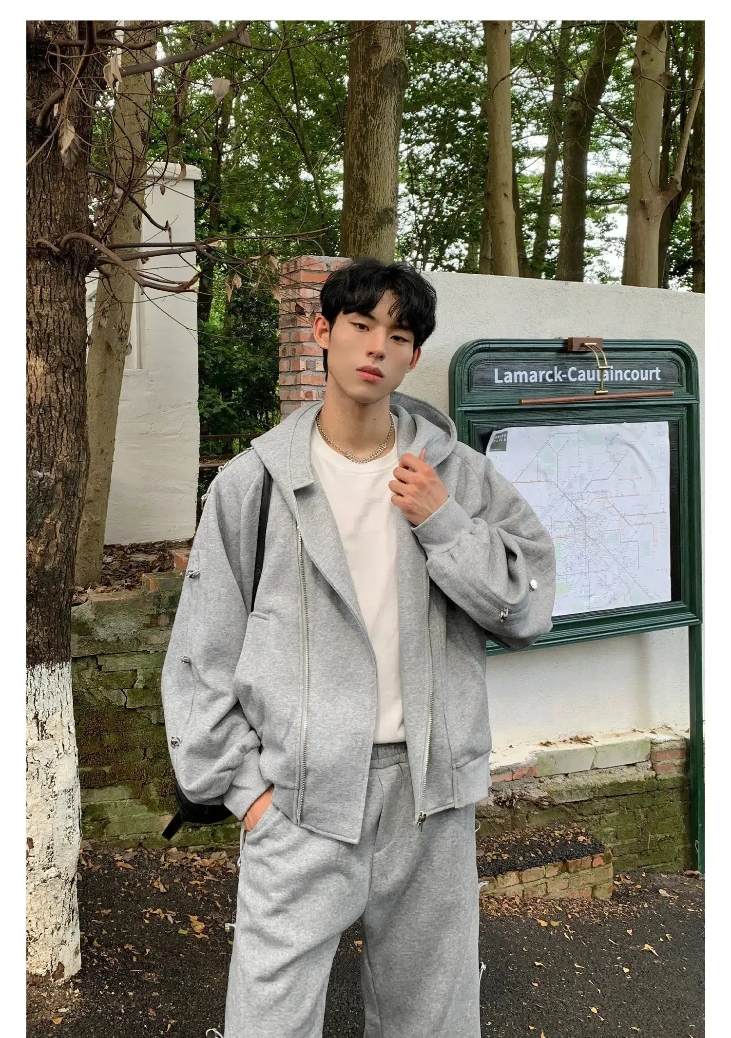 Zip Hooded Jacket Track Pants Set