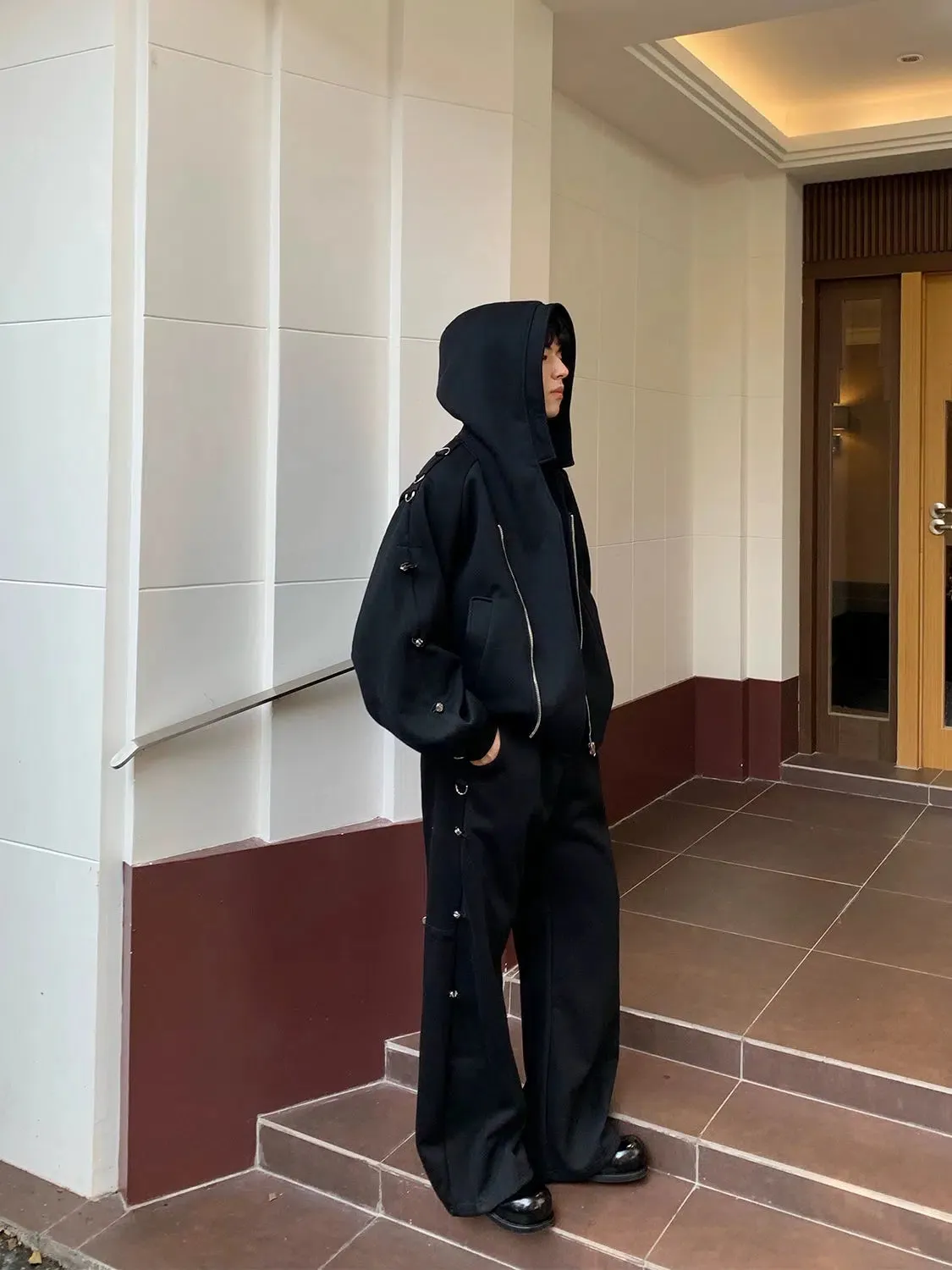 Zip Hooded Jacket Track Pants Set
